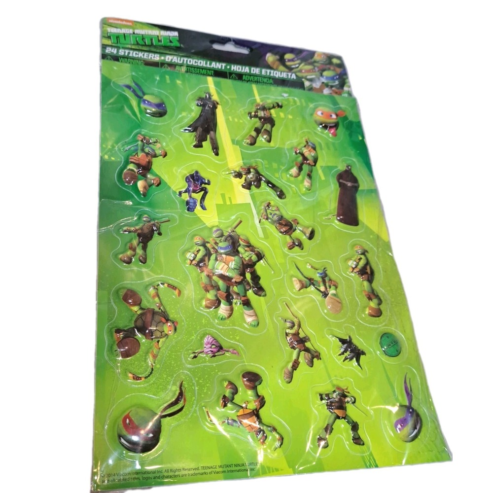 2014 Viacom TMNT Teenage Mutant Ninja Turtles PUFFY‎ Sticker Sheet UNUSED SEALED